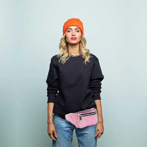 Holographic Rave Gold Gravel Glitter Fanny Pack For Women Grils Festival Waist Belt Bags -Gold Gravel in Saudi Arabia