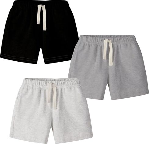 Toddler Boys 3 Pack Pull-on Knit Shorts, Solid Color Soft Sweat Shorts with Drawstring in Saudi Arabia