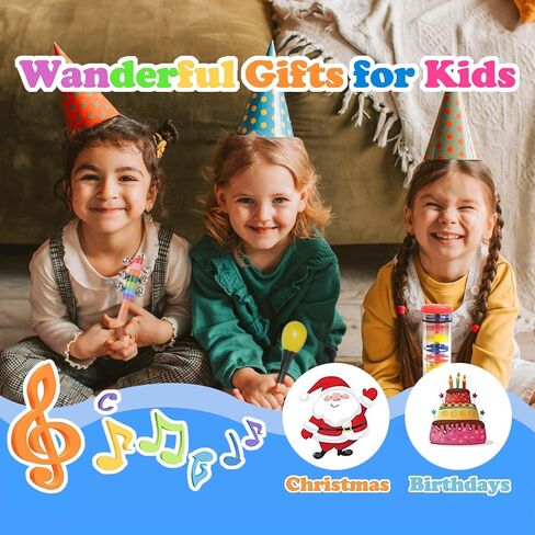 Toddler Music Instruments, Orff Wooden Percussion Toys for Kids, Wave Drum, Eight-Tone clapstick, Music Education Toys for Boys and Girls Gift Toy Set with Storage Bag (14Pcs) in Saudi Arabia