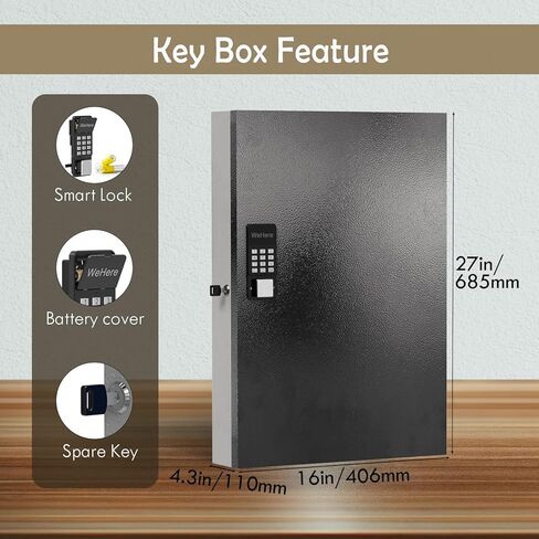 صندوق قفل WeHere 24 مفتاحًا، 16 خزانة مفاتيح مع قفل مركب وعلامات مفاتيح، صندوق قفل مثبت على الحائط منظم للمفاتيح، تخزين أمان المفاتيح للجراج، المكتب، هولتيل، المنزل in Kuwait