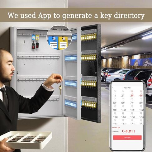 صندوق قفل WeHere 24 مفتاحًا، 16 خزانة مفاتيح مع قفل مركب وعلامات مفاتيح، صندوق قفل مثبت على الحائط منظم للمفاتيح، تخزين أمان المفاتيح للجراج، المكتب، هولتيل، المنزل in Kuwait