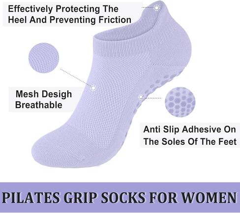 HayFeel Pilates Grip Socks Yoga Socks with Grips for Women Non-Slip Hospital Socks for Ballet, Dance, Barefoot Workout in Saudi Arabia