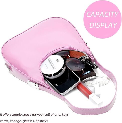 Didida Y2K Moon Bag Women's Crescent Shoulder Bag Retro Handbags Top Handle Patent Leather Cute Small Underarm Bag in Kuwait