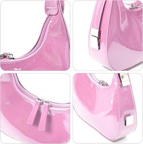 Didida Y2K Moon Bag Women's Crescent Shoulder Bag Retro Handbags Top Handle Patent Leather Cute Small Underarm Bag in Kuwait