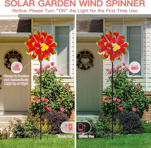 دوارات الرياح الشمسية للحديقة - منحوتات رياح معدنية حركية كبيرة مقاس 88 بوصة ودوارات مع ضوء شمسي، ديكور فني للفناء الربيعي للرياح الخارجية للحديقة والفناء والباب الأمامي in Kuwait