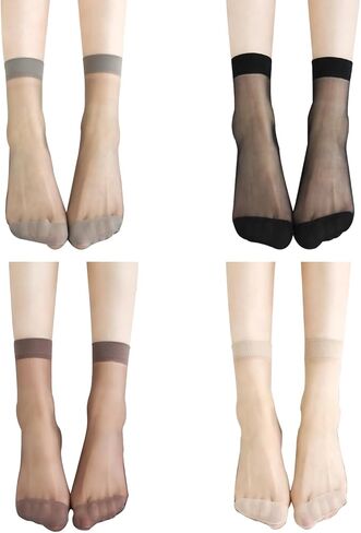 8 Pack Women Sheer Socks Ankle High Nylon Socks Soft Silk Socks Hosiery Socks with Reinforced Toe in Saudi Arabia