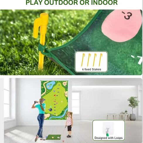 Golf Chipping Game Mat, Sticky Golf Game with Golf Club, Sticky Golf Mat Game, Backyard Golf Game, Golf Hitting Training Mat practice, Golf Games for Adults Outdoor, Home in Saudi Arabia