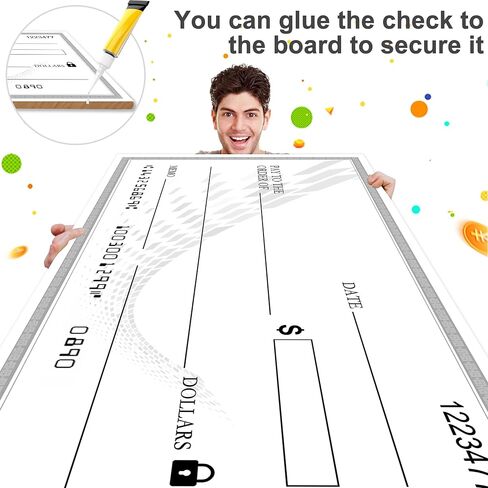 Reusable Big Checks 30" x 16" - Giant Blank Check Oversized Checks, Sustainable Big Check Large Check for Presentation Dry Erase Check, Large Checks for Endowment Raffle Reward Winners Check Cardboard in Saudi Arabia