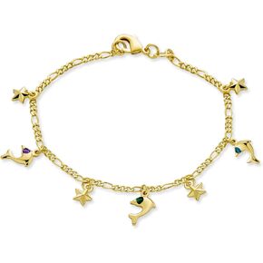 Bling Jewelry Tiny Simple Fashion Dangling Hearts Charm Bracelet For Women For Small Wrists 5 Inch 18K Gold Plated Brass