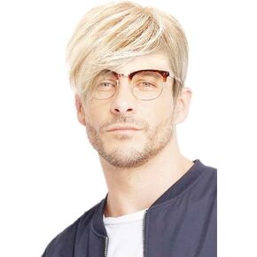 Blonde Short Men Wigs Natural Heat Resistant Synthetic Hair Cosplay Halloween Wig for Male