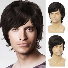 Blonde Short Men Wigs Natural Heat Resistant Synthetic Hair Cosplay Halloween Wig for Male