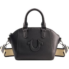 True Religion Women's Satchel Bag, Small Crossbody Purse Handbag with Adjustable Removable Shoulder Strap, Black