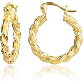 Gold Hoop Earrings for Women, 18K Thickness Gold Vermeil 925 Sterling Silver Post Huggie Earrings Non Tarnish, Hypoallergenic Dangle Earrings Jewelry Gifts for Teen Girls