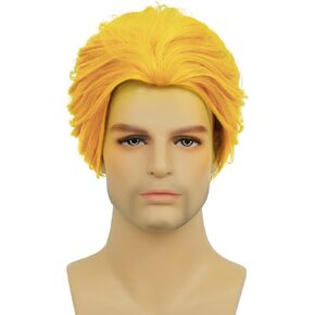 Tseses Men Long White Straight Wigs Funny Hair Party Mullet Wig Heat Resistant Anime Cosplay Costume Wigs in Kuwait