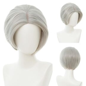 Tseses Men Long White Straight Wigs Funny Hair Party Mullet Wig Heat Resistant Anime Cosplay Costume Wigs
