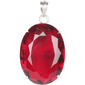 GEMHUB Violet Amethyst 127 Carat Oval Shape Gemstone Pendant Without Chain Sterling Silver Jewelry Fashion