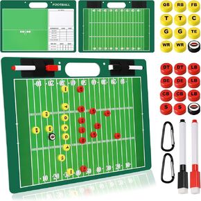 Tactical Magnetic Double-Sided Football Coaching Board Kit with 2 Dry Erase Marker Pens and 24 Character Magnets (Football Coaching Board Kit)
