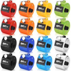 Kathfly 16 Pcs Handheld Clicker Counter 4 Digit Mechanical Tally Counter Assorted Color Pitch Palm Counter for Counting Numbers Knitting Coaching Golf Lap Fishing School Sports Event (Multicolor)