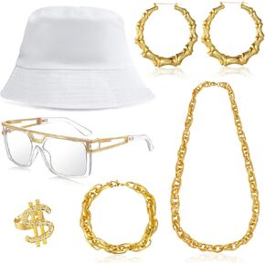 GIFIKOI 80s 90s Accessories Outfit for Woman Hip Hop Costume Kit Old School Rapper Jewelry