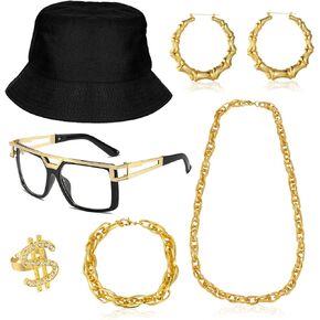 GIFIKOI 80s 90s Accessories Outfit for Woman Hip Hop Costume Kit Old School Rapper Jewelry