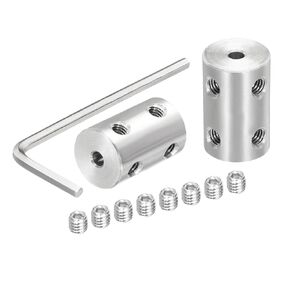 MECCANIXITY 3.17mm to 3.17mm Bore Rigid Coupling L22mm x D14mm Shaft Coupling Connector Stainless Steel for 3D Printers with 8 Screws & Wrench - 2 Pcs
