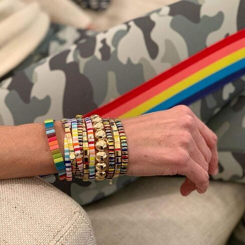 KELITCH Tila Beads Stretch Bracelets Wrap Friendship Bracelets Women Beach Bracelets - Green 12K in Saudi Arabia