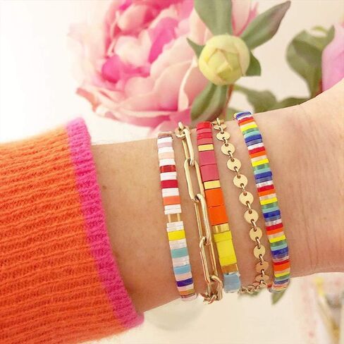 KELITCH Tila Beads Stretch Bracelets Wrap Friendship Bracelets Women Beach Bracelets - Green 12K in Saudi Arabia