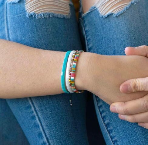 KELITCH Tila Beads Stretch Bracelets Wrap Friendship Bracelets Women Beach Bracelets - Green 12K in Saudi Arabia