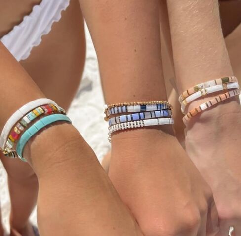 KELITCH Tila Beads Stretch Bracelets Wrap Friendship Bracelets Women Beach Bracelets - Green 12K in Saudi Arabia