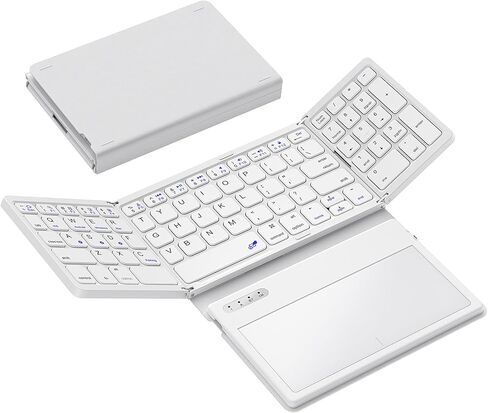 GEODMAER Foldable Bluetooth Keyboard, Portable Full Size Folding Keyboard with Touchpad, PU Leather, Wireless Travel Keyboard for Windows, iOS, Android, Mac in Saudi Arabia