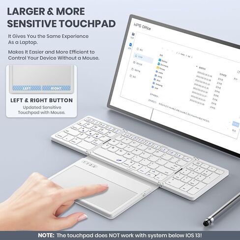 GEODMAER Foldable Bluetooth Keyboard, Portable Full Size Folding Keyboard with Touchpad, PU Leather, Wireless Travel Keyboard for Windows, iOS, Android, Mac in Saudi Arabia