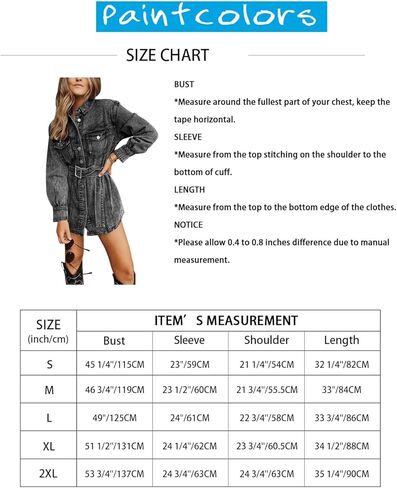 Paintcolors المرأة عارضة جان سترة طويلة الأكمام مربوط زر حتى التلبيب المتعثرة الدنيم سترة المتضخم قميص Shake in Kuwait