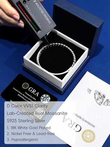 KSTYLE Moissanite Bracelet for Women, 18K White Gold Plated S925 Sterling Silver Bracelets |D Color VVS1| 1.2ct Moissanite Bangle Bracelets, Vintage Swallowtail Setting in Saudi Arabia