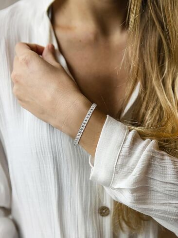 KSTYLE Moissanite Bracelet for Women, 18K White Gold Plated S925 Sterling Silver Bracelets |D Color VVS1| 1.2ct Moissanite Bangle Bracelets, Vintage Swallowtail Setting in Saudi Arabia