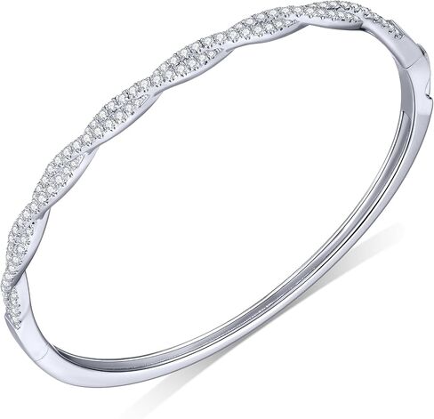KSTYLE Moissanite Bracelet for Women, 18K White Gold Plated S925 Sterling Silver Bracelets |D Color VVS1| 1.2ct Moissanite Bangle Bracelets, Vintage Swallowtail Setting in Saudi Arabia