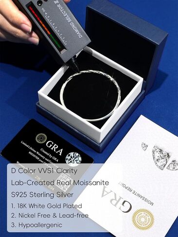 KSTYLE Moissanite Bracelet for Women, 18K White Gold Plated S925 Sterling Silver Bracelets |D Color VVS1| 1.2ct Moissanite Bangle Bracelets, Vintage Swallowtail Setting in Saudi Arabia