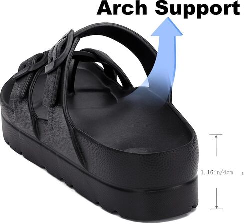 SOSOWHLTE Womens Platform Sandals Arch Support Slide with Adjustable Buckle | Thick Cushioned Sole, Lightweight, Non-Slip, Ring Toe Design, Beach, Pool, Garden, Travel, Shower, Daily Wear in Saudi Arabia