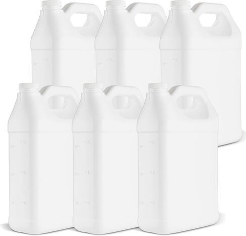 kitchentoolz 1 Gallon F-Style HDPE Jug with Secure Seal Lid - Heavy-Duty Storage Bottle, Automotive Fluid Oil, Chemical & Water Transport Container - Pack of 4 in Kuwait