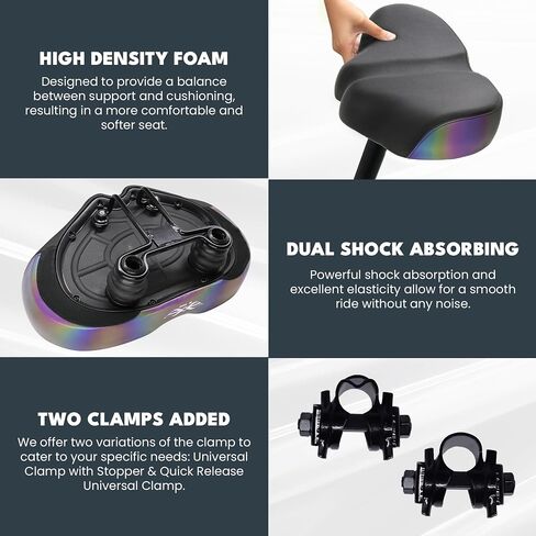 X WING New-Age Noseless Bike Seat Cushion for Men & Women - Extra Padding & Wide - Suitable for City, Electric, Stationary Bikes - Compatible with Peloton Bikes – Wide Winged Bike Seat with Cushion in Saudi Arabia