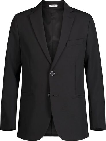 Calvin Klein Boys' Blazer Suit Jacket, 2-button Single Breasted Closure, Buttoned Cuffs & Front Flap Pockets, Khaki Sharkskin, 16 in Saudi Arabia