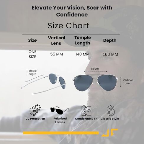 J-Force - نظارات شمسية Aviator خفيفة الوزن للرجال نظارات شمسية مستقطبة عصرية تكتيكية مع حماية من الأشعة فوق البنفسجية. in Kuwait