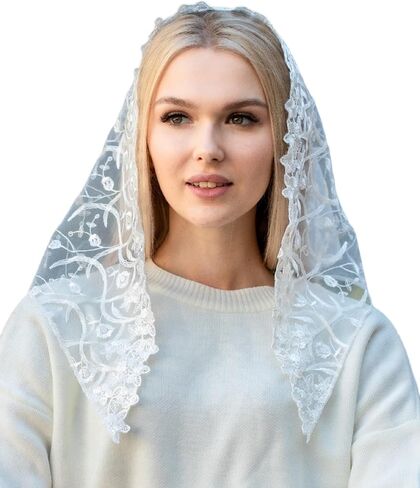 Maria Veils Catholic Mantilla Mass Infinity Veil Church Lace Veil Spanish Chapel Church Veil for Women Cathedral Mass Head Veil Short in Kuwait