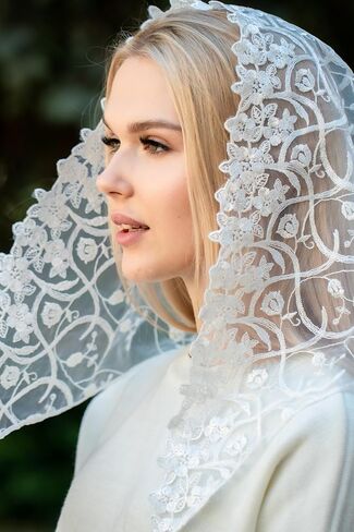 Maria Veils Catholic Mantilla Mass Infinity Veil Church Lace Veil Spanish Chapel Church Veil for Women Cathedral Mass Head Veil Short in Kuwait