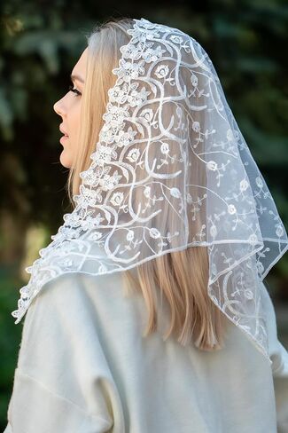 Maria Veils Catholic Mantilla Mass Infinity Veil Church Lace Veil Spanish Chapel Church Veil for Women Cathedral Mass Head Veil Short in Kuwait