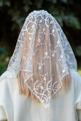 Maria Veils Catholic Mantilla Mass Infinity Veil Church Lace Veil Spanish Chapel Church Veil for Women Cathedral Mass Head Veil Short in Kuwait