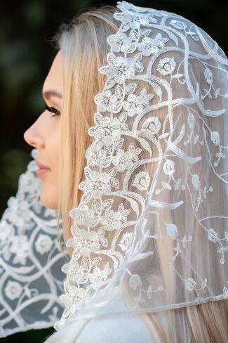 Maria Veils Catholic Mantilla Mass Infinity Veil Church Lace Veil Spanish Chapel Church Veil for Women Cathedral Mass Head Veil Short in Kuwait