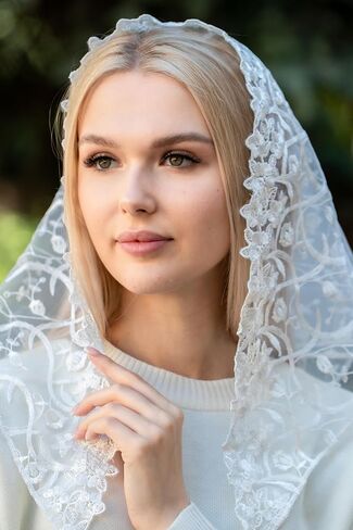Maria Veils Catholic Mantilla Mass Infinity Veil Church Lace Veil Spanish Chapel Church Veil for Women Cathedral Mass Head Veil Short in Kuwait