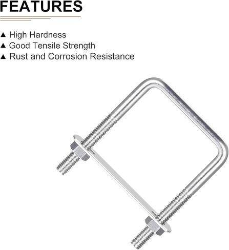 M8x60x90mm(ThreadxWxL) Square U Bolt - 2Pack - Good for Trailer Pipe Replacement Parts - 304 Stainless Steel U Shape Bolts in Saudi Arabia