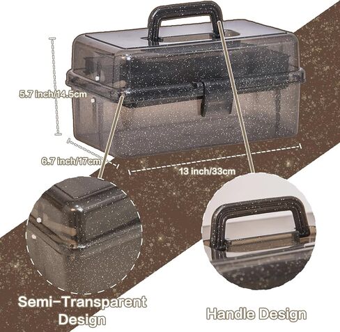 13-inch Transparent Art Storage Box/Toolbox, Portable Multi-layered with Handle for Art, Craft, Cosmetics, Medicine, and Toy Storage in Saudi Arabia