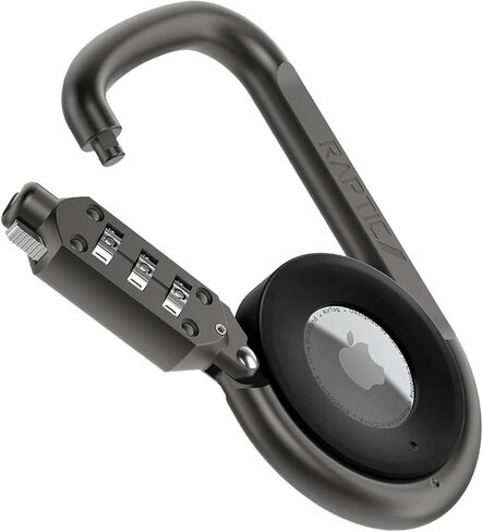 وصلة وقفل RAPTIC لبطاقات Apple AirTags، مضادة للسرقة، حلقة تسلق شديدة التحمل، بطاقات هوائية آمنة من البولي كربونات، قفل 3 أرقام، طول 4 بوصات رمادي داكن in Kuwait